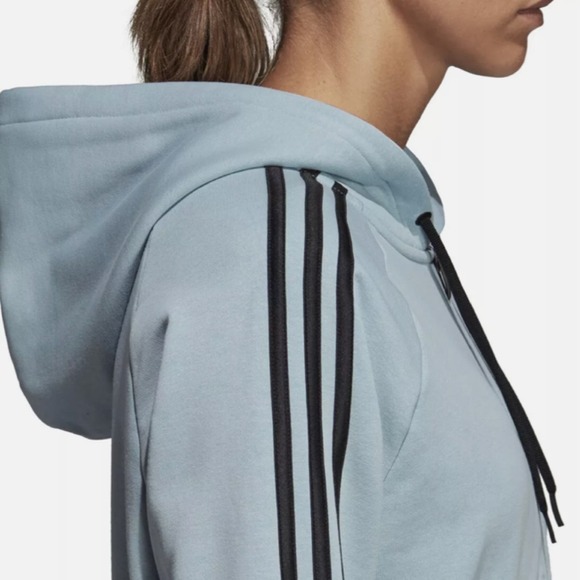 NWT Adidas Women's 3-Stripes French Terry Hoodie Ash Grey DW9693 Medium * - Picture 4 of 4